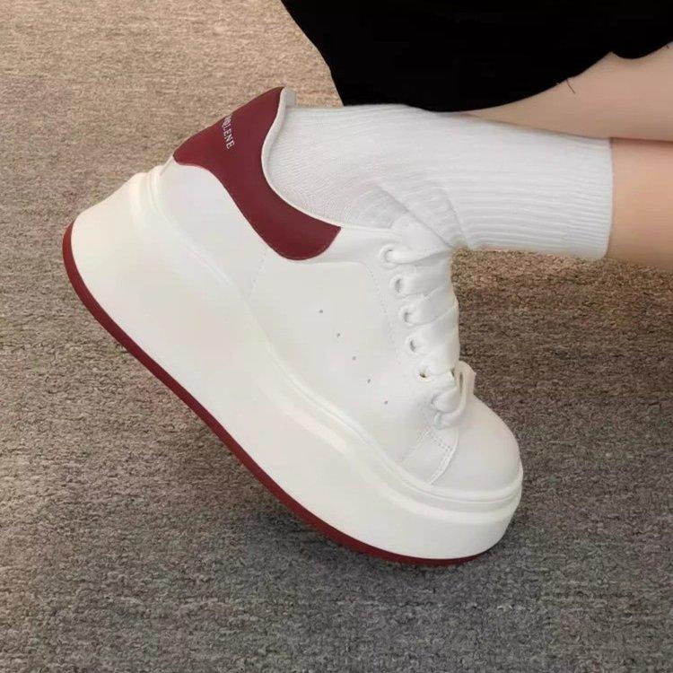 Little White Shoes Women's 2025 Summer Explosion Versatile Thick-soled Small Height-increasing Shoes Leather Surface Sports Casual Muffin Board Shoes