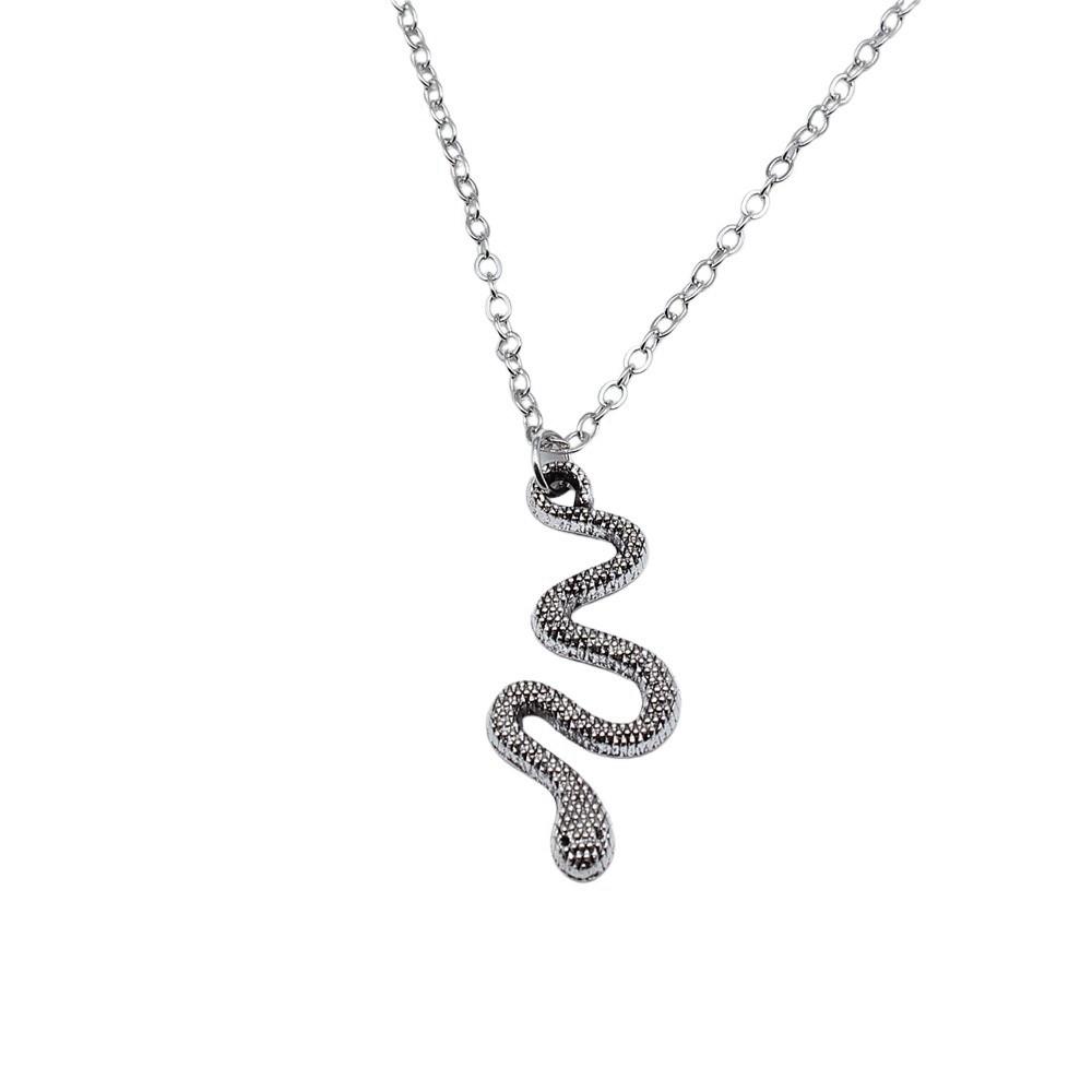 Snake Charm Necklace Dragon Minimalist Serpent Pendant For Women Grunge Aesthetic Jewelry 43cm Chain