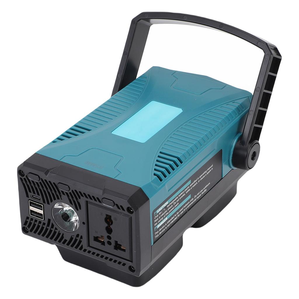 150W Power Converter DC18V to AC110V Sine Wave Inverter with 1 Socket 2 USB A Ports and 1 USB C Port Blue US Plug