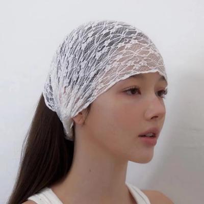 Mädchen Spitze Elastisches Breites Stirnband Sommer Dünnes Hohles Kopftuch Besticktes Kopfband Kopfbedeckung für Party Haaraccessoire