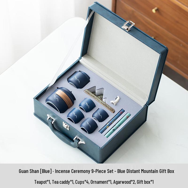 

Blue Far Mountain Ceramic Tea & Incense Set