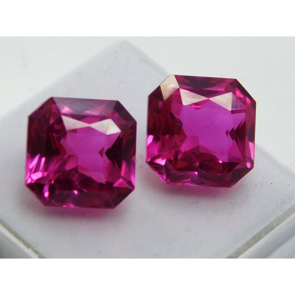 Natural Pink Sapphire Loose Gemstone 22.15 ct Square Cut Pair September Birthday Birthstone