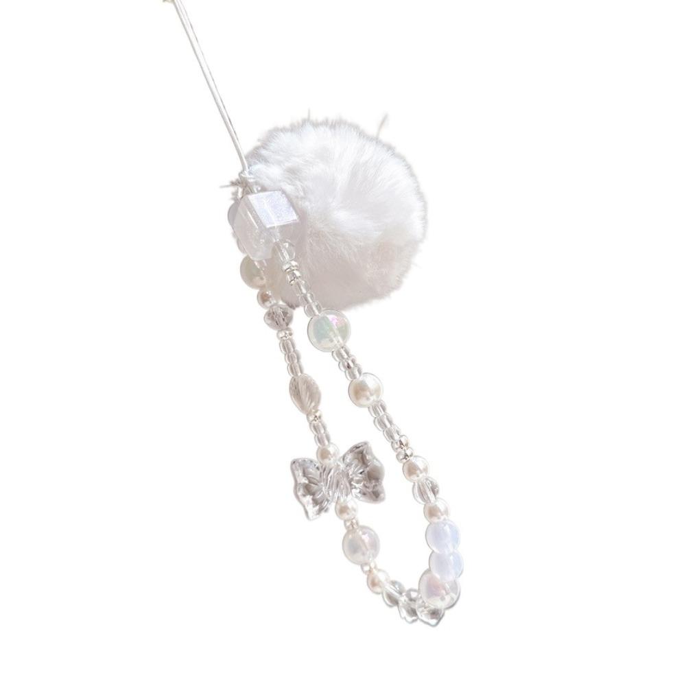 Hair Ball Beaded Phone Straps Bead Chain Cellphone Pendant Lovely Mobile Phone Chain  Girls Women
