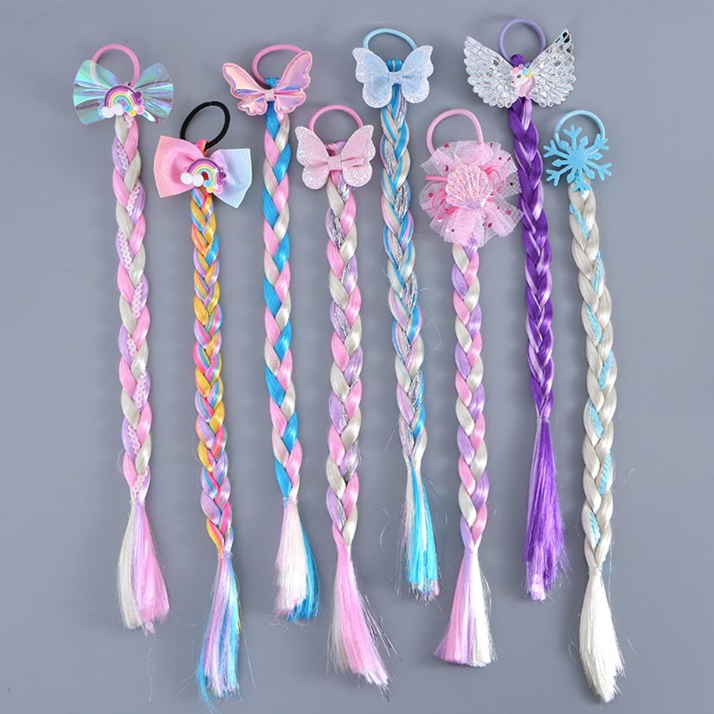 

Long Colorful Braid Headband Holder Rubber Bands Girls Cartoon Bow Ponytail Butterfly Braids Wig 9