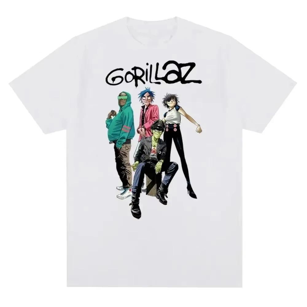 Gorillaz Hip Hop Pop Punk Rock Band Printed Cotton Mens TShirt 90s Casual Fashion Short Sleeve TShirt Unisex Tshirts