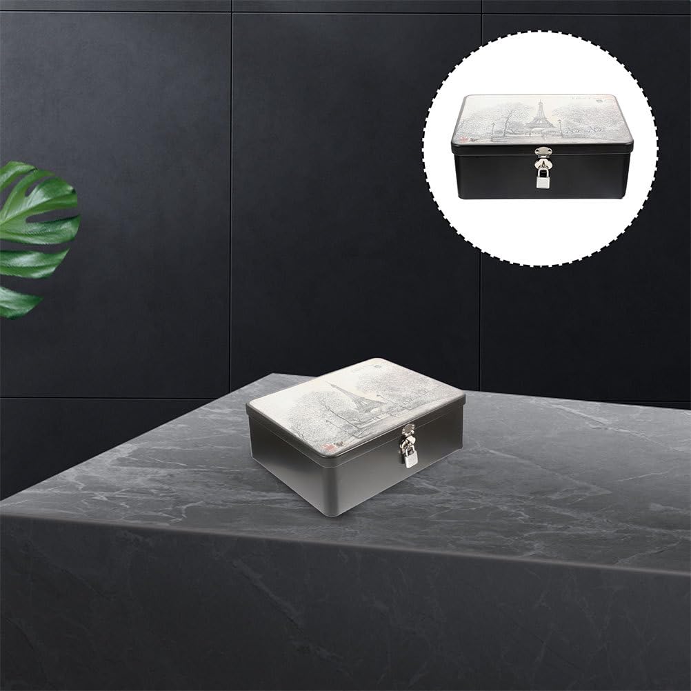 DECHOUS Tin Storage Box with Lock, Vintage Style, For Accessories, Keepsakes
