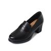 Genuine Leather Women Shoes Fashion Comfort Genuine Cow Leather Slip-On Loafers Women Deep Mouth Heels Shoes Lady Office Pumps