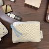 Portable Women Makeup Bag Blue Plaid Cosmetic Organizer Cute Wallet Mini Lipstick Storage Purse