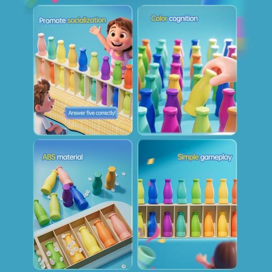 1 Set Bottle Color Matching Toy with 10/20 Colorful Bottles Children Toddlers Boys Girls Memory Training Bottle Color Match Educational Board Game