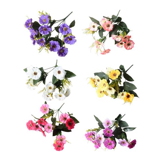 5 Bundles Artificial Flowers Realistic Fade Resistant Faux Silk Flower Bouquet for Vase Home Kitchen Table Decor Wedding Party Centerpiece