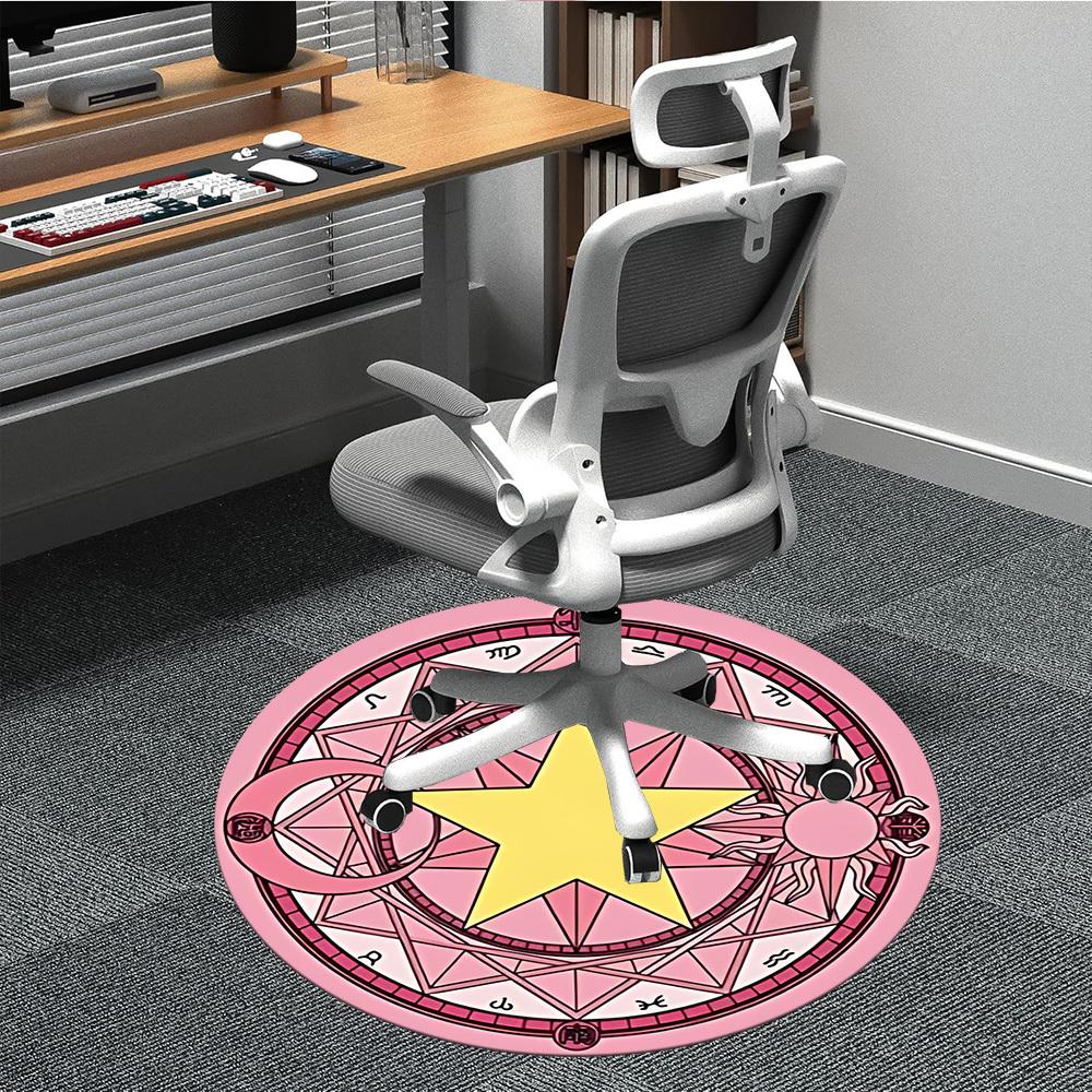 

1pc Card Captor Sakura Office Round Area Rug, Indoor Mat Suitable For Office, Under Office Chairs Bedroom Living Room Home Decor a0908189 80cm by 80cm