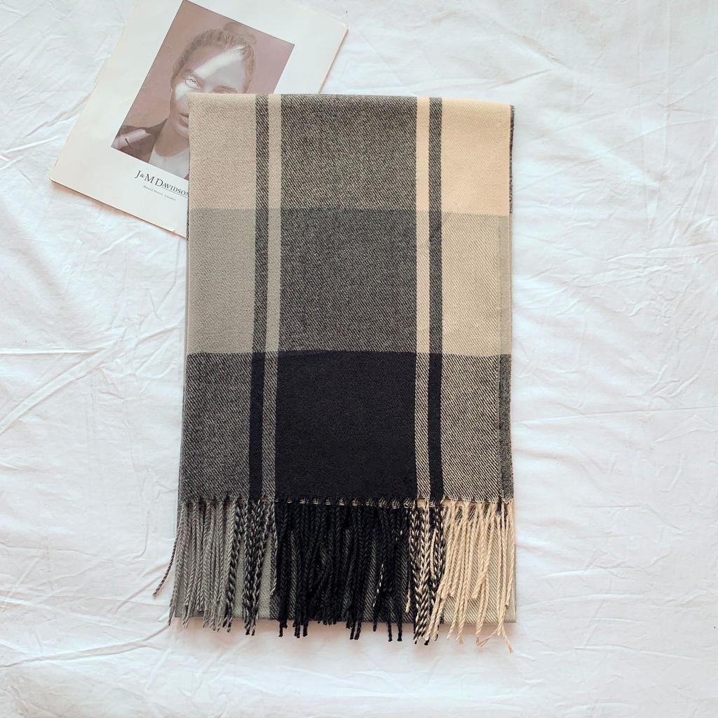 9-Color 2024 Autumn And Winter New Item Imitation Cashmere Thickened Warm Tassel Classic Plaid Temperament Shawl Scarf For Women