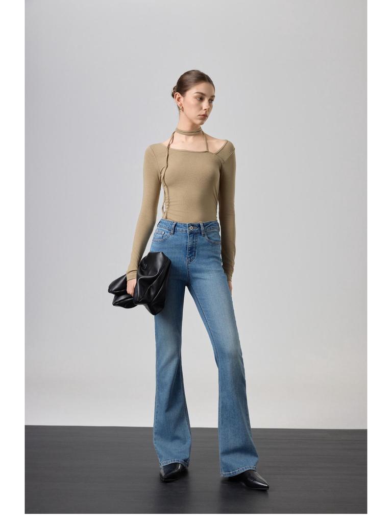 JOCORBEI High-Waisted Micro-Flare Jeans for Women: Retro Slimming, Hip-Lifting Style - Spring 2026 New Arrival