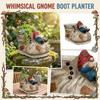 Decorative Shoe Shaped Resin Planter with Gnome Figurine for Indoor and Outdoor Garden Display