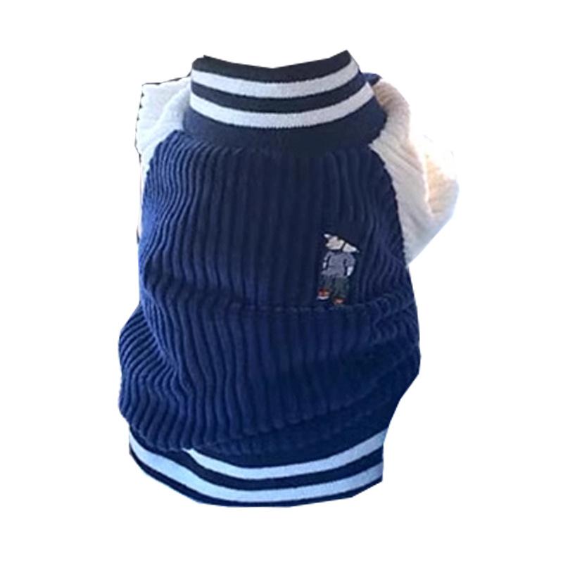 Cute Puppy Dog Clothes Autumn and Winter Warm Embroidered Corduroy Baseball Jacket Small Dog Bigbear Pet Clothing
