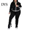 Dames Effen Kleur Casual Outfit 2 Delen/Set Joggingpak Grote Maten Ritssluiting Lange Mouwen Dagelijkse Kleding Tweekleurig Trainingspak met Broek