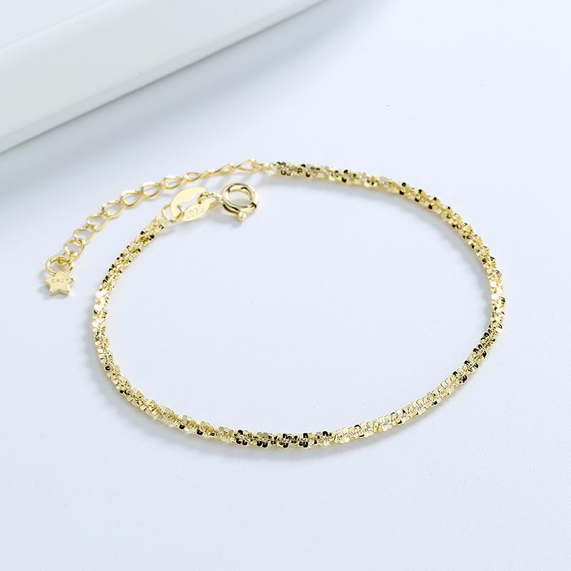 

S925 Sterling Silver Female Bracelet 14K Gold plated 1.5mm/1.8mm chain Bracelets For Women Girls Fine Jewelry Wedding Gift 1.5mm золотий