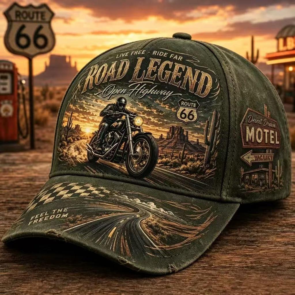 American retro, highway locomotives full of baseball caps, washed and old torn denim truck caps