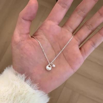 Korean-Style Sterling Silver Money Bag Necklace - Women's High-End, Versatile Clavicle Chain