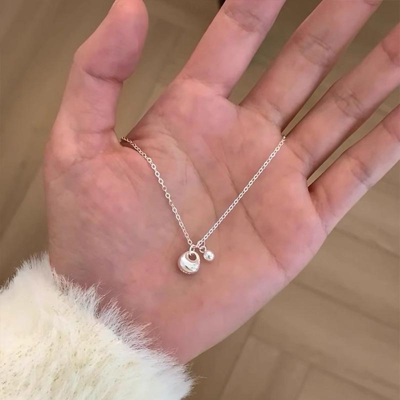 Korean-Style Sterling Silver Money Bag Necklace - Women's High-End, Versatile Clavicle Chain
