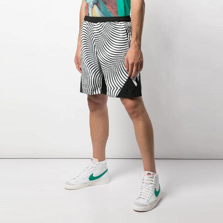 Palace Krótkie spodenki z nadrukiem Swirl Spliced Casual Unisex Spodnie Czarno-białe P14SS022