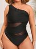 Costume da bagno 2025 da donna a rete patchwork taglie forti, costume intero monospalla grande da donna, costume da bagno per spiaggia taglie forti