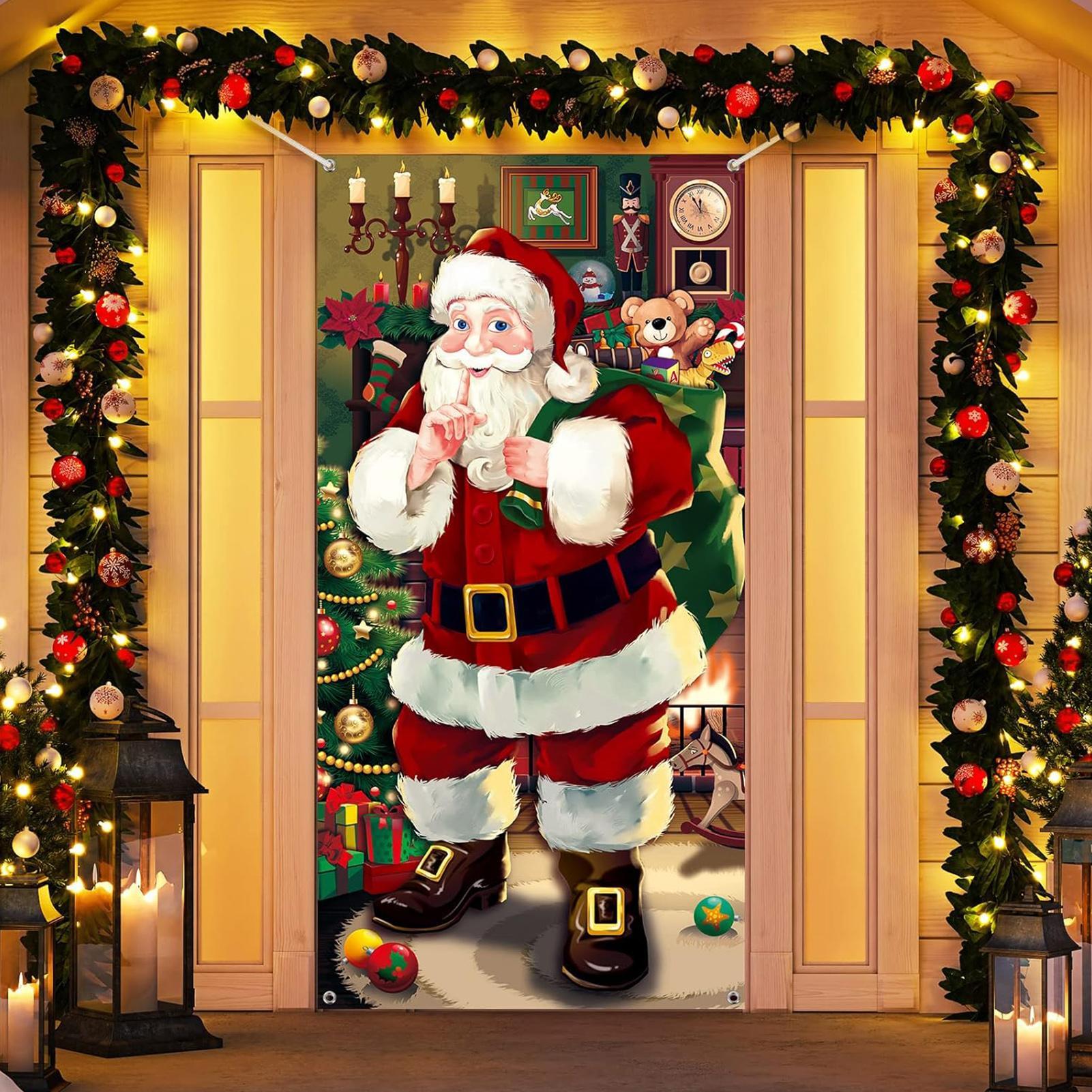 

Christmas Door Decorations Santa Design Holiday Door Cover Holiday Background Decorations For Home Children s Room Kitchen Party CN