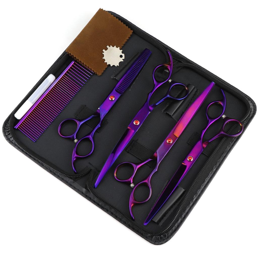 6.0/7 Inch, Color 4 Packs, Pet Beauty Scissors, Straight Scissors, Set Steel Comb Cross-Border