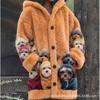 Womens 3D Cat Print Hooded Cardigan Sweater Coat Long Sleeve Thick Casual Outerwear