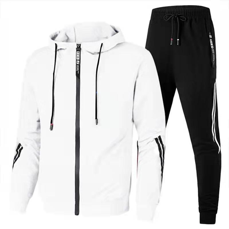 

2023 Men s and Women s Hooded Fitness Sportswear Set - Casual Autumn Running Gear L белый