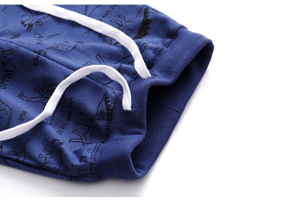 Dinosaur One-Piece Cotton Terry Sweatpants for Kids - Autumn/Winter Collection for Boys & Girls