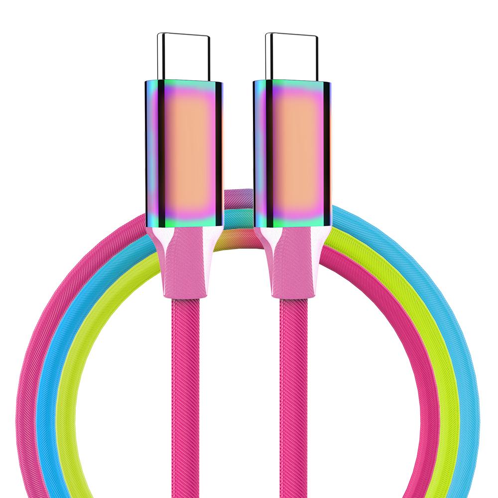 High Speed Colorful Rainbow Color Usb Type C Data Sync Charging Charger USB C To C Cable