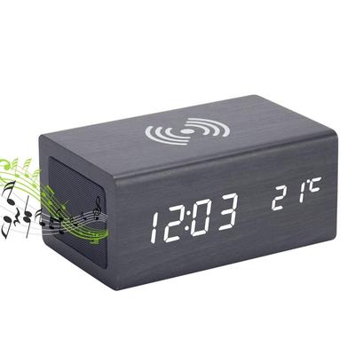 WOOD SHOW Table Alarm Charging Smartphone Wireless Wood Table 3 In Technical Approval Clock, Clock, Speaker, Thermometer, Clock, Function, Digital,