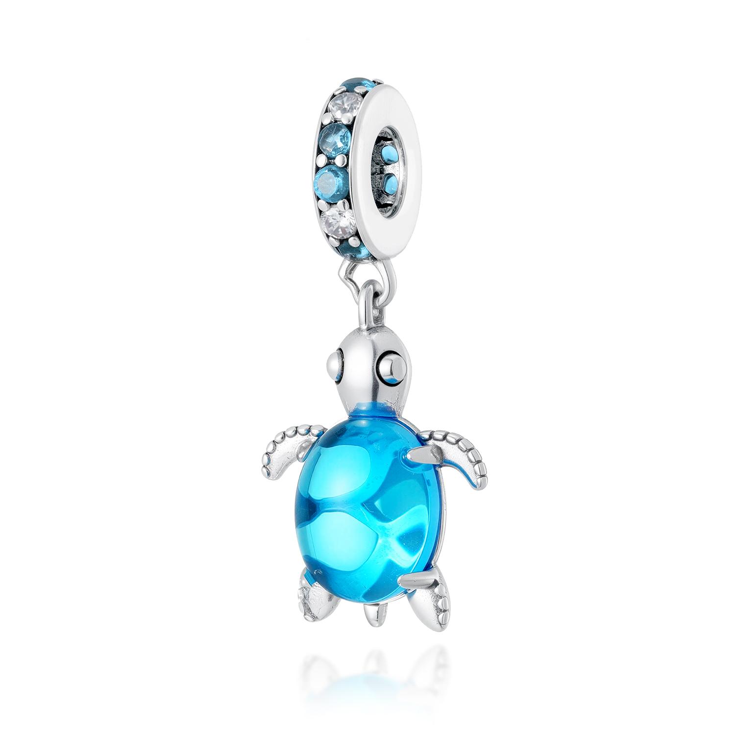 

925 Silver Cute Chameleon Turtle Charm for Bracelet DIY Jewelry Making Colorful Crystal Animal Pendant Beads Women Gift