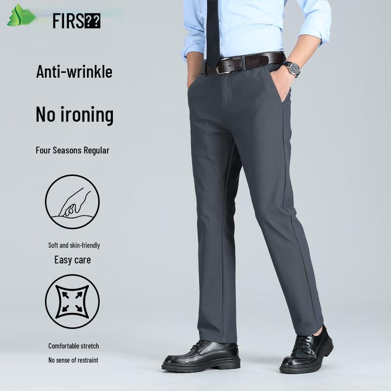 

Shanshan Men s Wrinkle-Resistant Straight-Leg Business Casual Pants 32