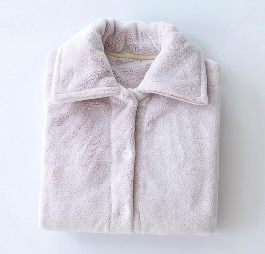 SHPEROWW Flannel Pajama Fluffy and Long with Perfect for Fall and Size XL Women's Set, Cute, Open-Front, Sleeves, Warm, Pockets, Winter, Pink,