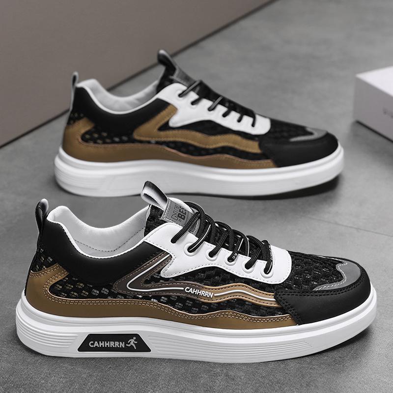 Modische Herrenschuhe 2025 Sommer Neu Atmungsaktiv Beige Schuhe Herren Trendig und Vielseitig Dicke Sohle Sports Board Schuhe Trendige Schuhe