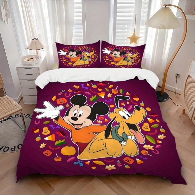 3pcs Pluto and Mickey Quilt Cover Set (1 Quilt Cover + 2 Pillowcases Without Pillow Core), High-Definition Printing for Home and Dormitory.B075