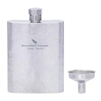 Boundless Voyage Titanium Hip Flask, U-Shaped, 100ml with Funnel, Lightweight, Durable, Rust-Resistant, Portable, Travel, Stylish, Suitable for Whiske