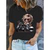 Design Stretch Sommer Frühling Ganzjahres Nichttransparentes Material Damen Grafik T-Shirt Ärmel Cartoon Motorrad