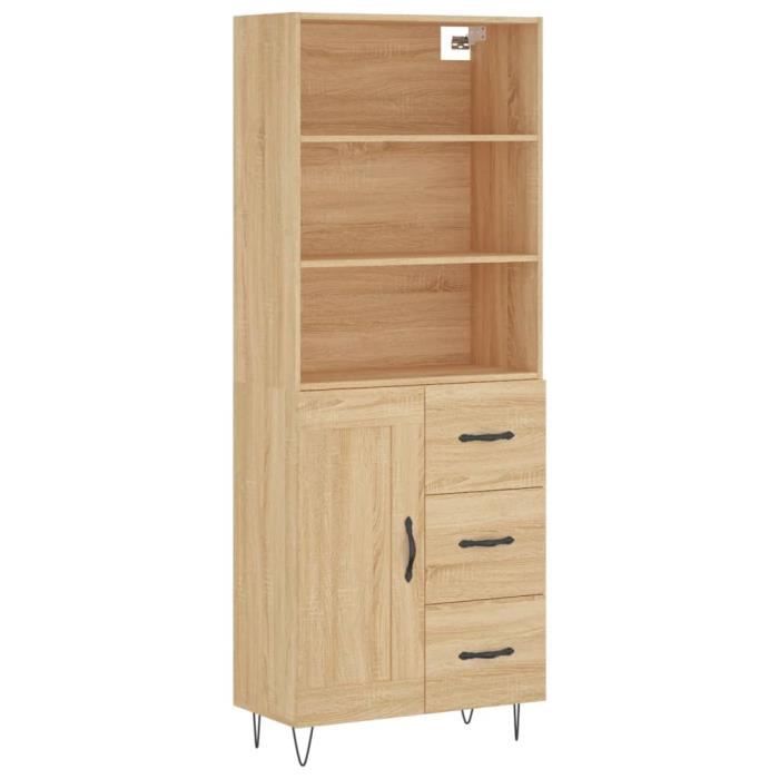 VidaXL Highboard Sonoma Oak 69.5x34x180 Cm Engineered Wood 3190016