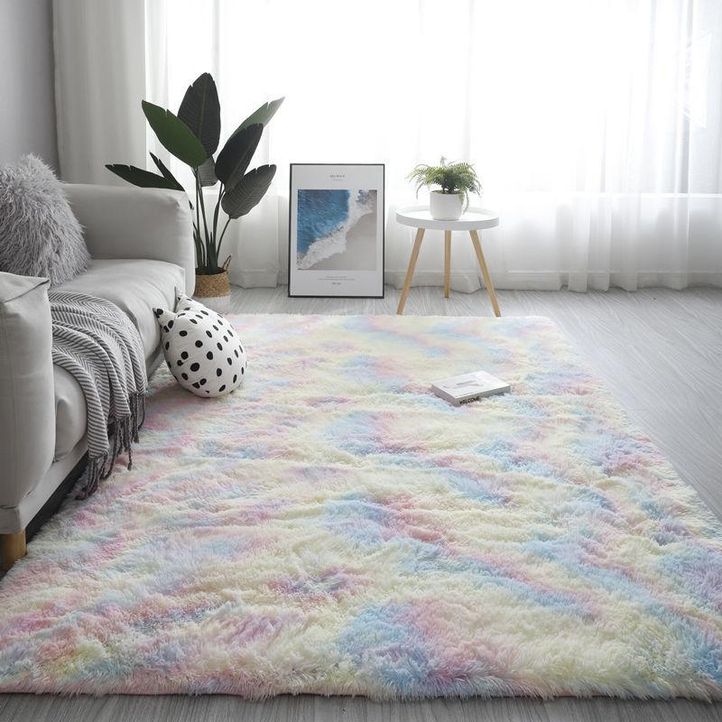 Hand-Dyed Gradient Bedside Blanket, Long-Haired Luxurious Sofa Coffee Table, Bedroom Floor Mat, Home Decoration
