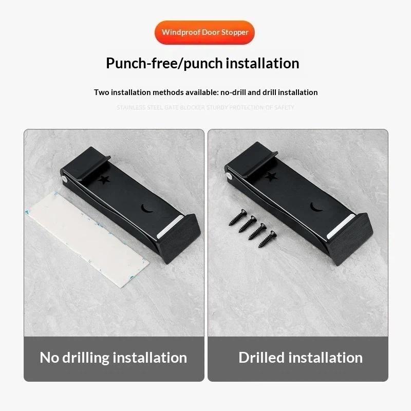 Door Stopper No Drill Windproof Easy to Install for Home Office Outdoor Porch with Free Mounting Kits
