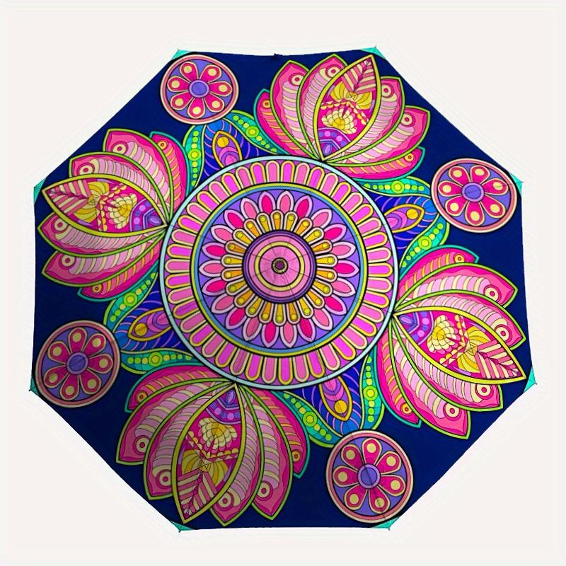 1pc Mandala Artwork Automatic Open/Close Umbrella, Portable Folding umbrella for Everyday Use yy250826037