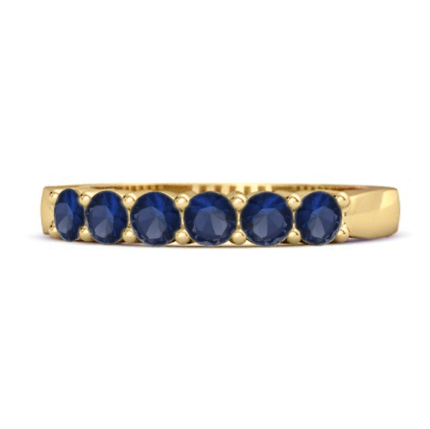 Blue Sapphire Half Eternity Band Ring - 925 Sterling Silver Gold Vermeil 6