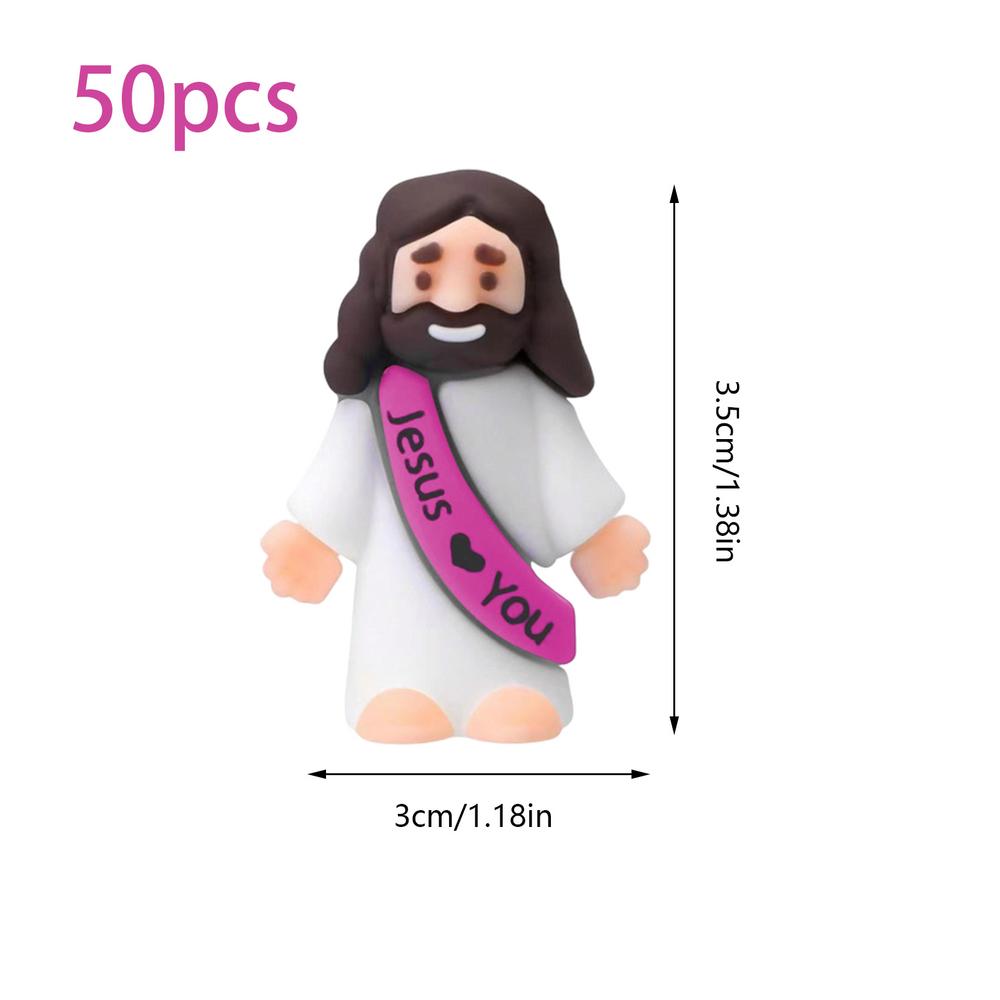50 pcs Little Jesus Figures Tiny Rubber Jesus Doll Easter Toys Religious Party Jesus Figurine Sunday School Party Decorations