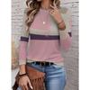 Brightly colored checkered pattern women's round neck long-sleeved top, a new 2026 style for everyday street fashion.