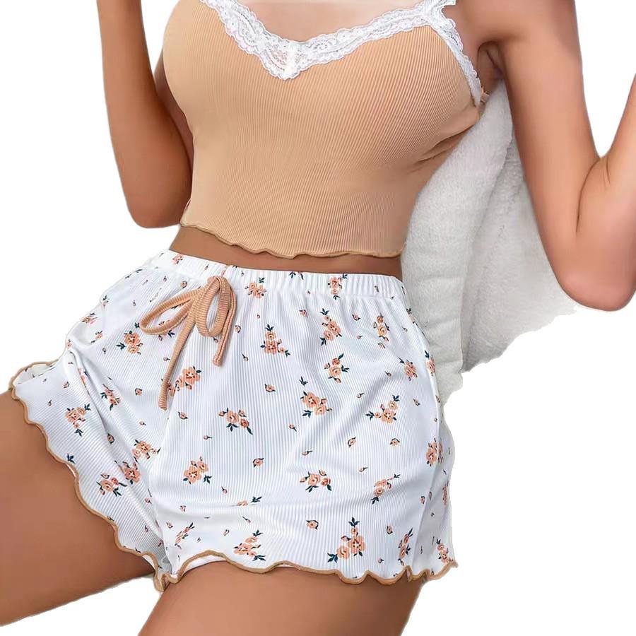 European & American Women's Lace Camisole Shorts Set - Comfortable Elastic Homewear