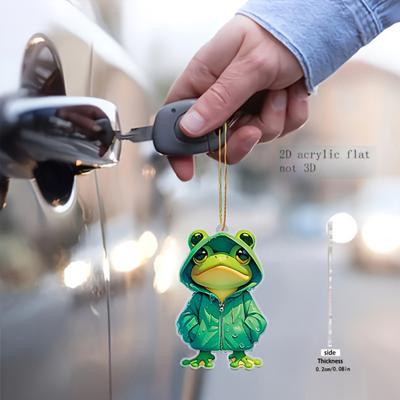 2D Flat Frog Decoration Acrylic Cartoon Frog Pendant Car Interior Hanging Ornament Frog
