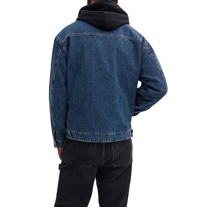 Coach FW24 Solid Color Zipper Collar Long Sleeve Denim Jacket Men Jacket Dark-Wash CV457-COK